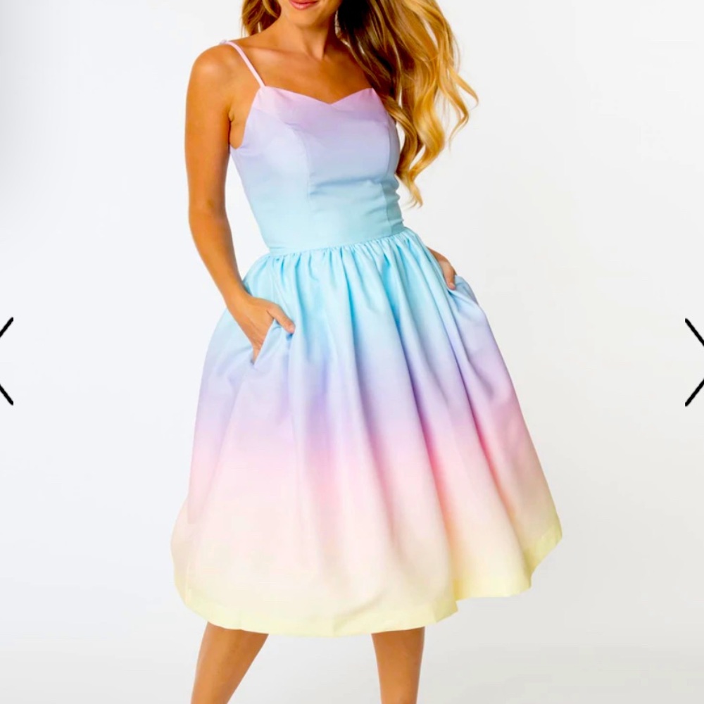 Unique Vintage Magnolia Place Pastel Rainbow Ombre Swing Dress 3X 1x 2x …